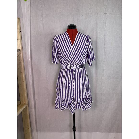 Pretty Garden Womens Dress size Small Mini Purple Striped Beach Boho E106 - Picture 1 of 12